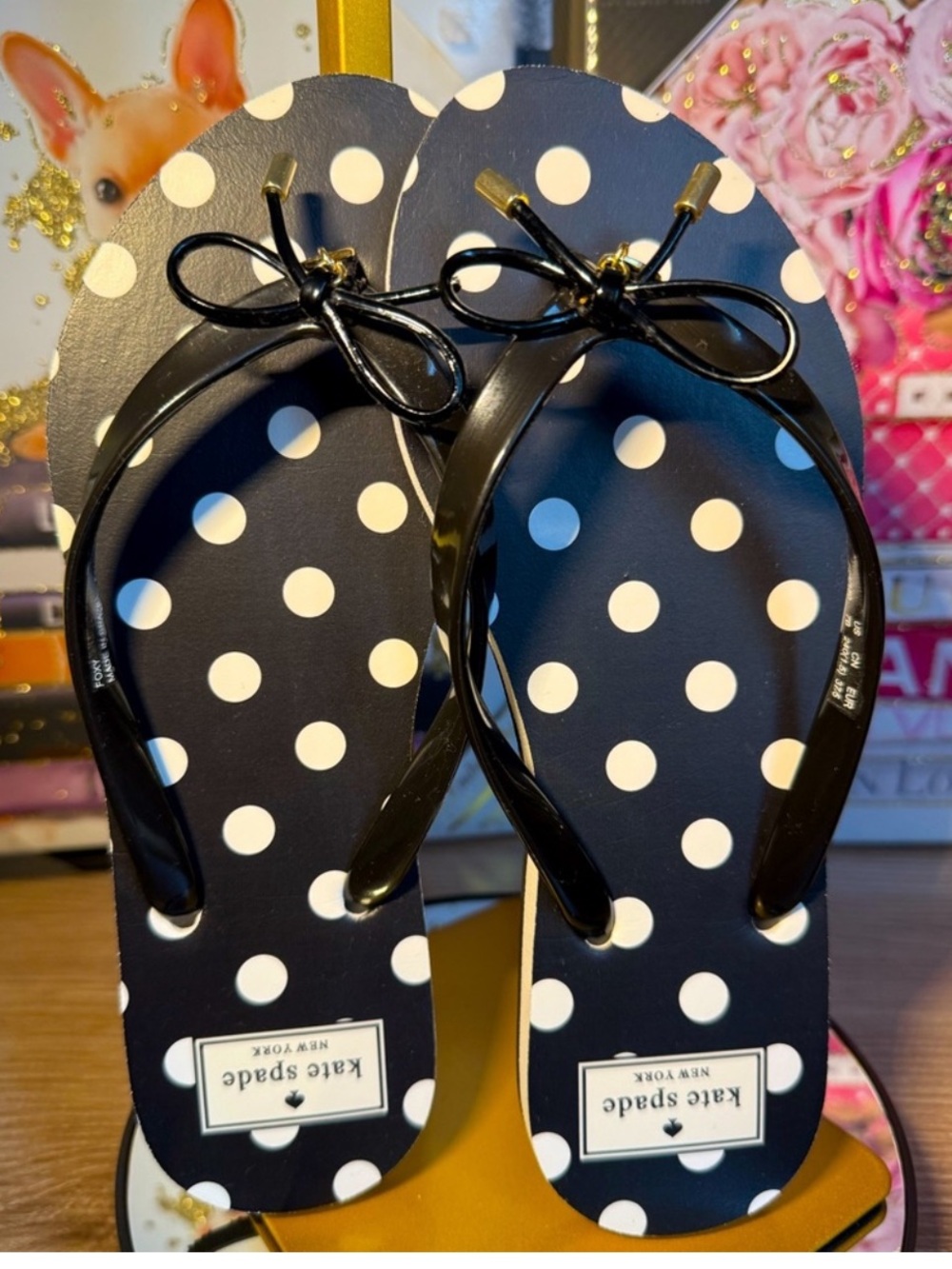Kate Spade Nadine Polka Dot Flip Flops 🖤🤍 - Picture 2 of 11